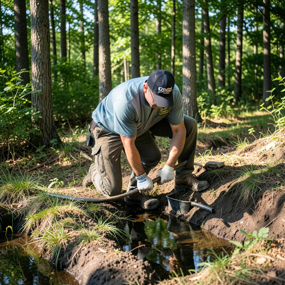 Linne Woods forest preserve border showing river basin water table conditions