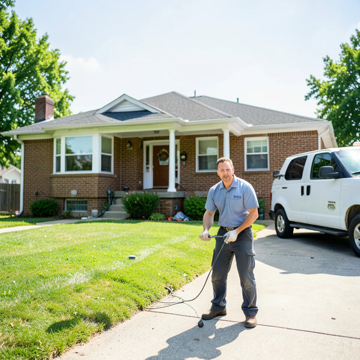 Drain cleaning and sewer rodding service in Skokie IL brick bungalow